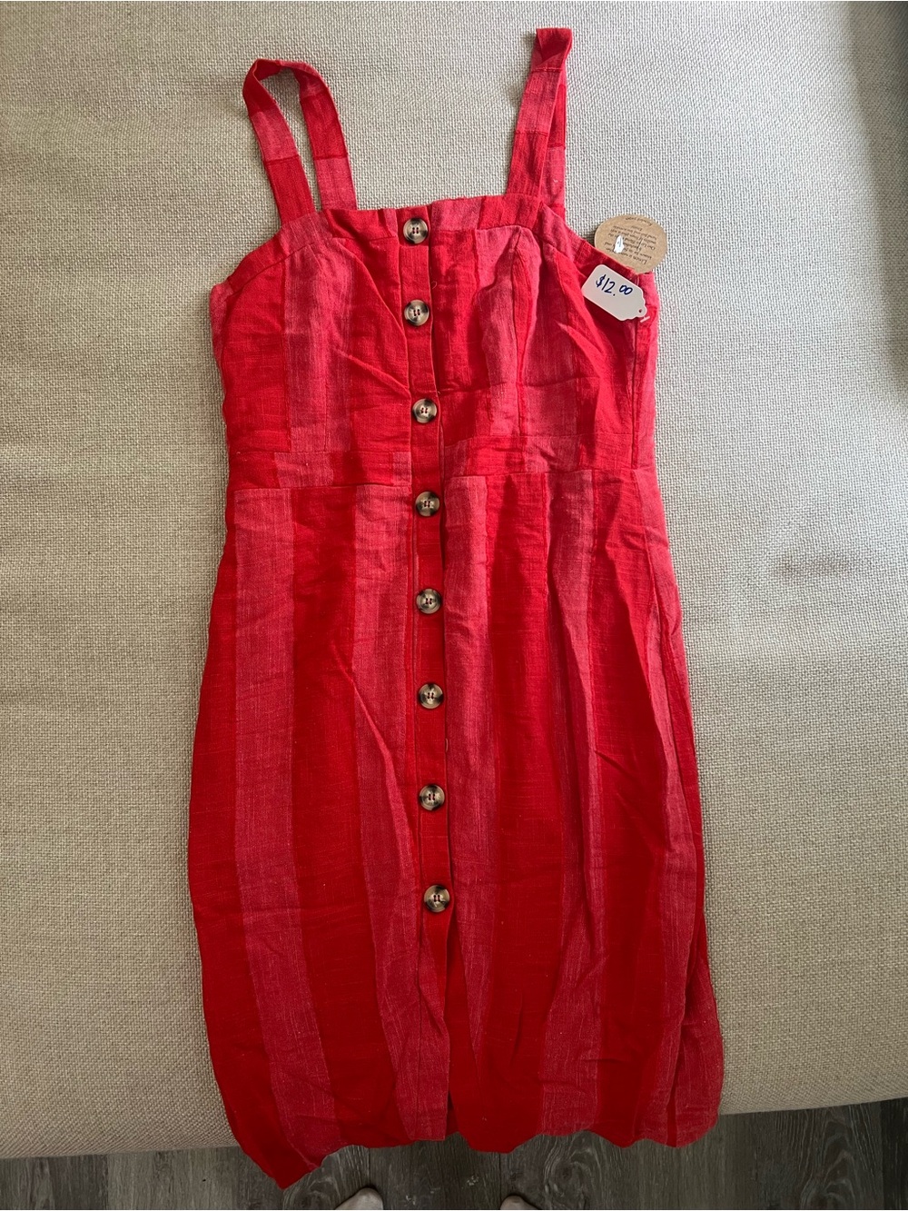 Urban Romantics Red Button-Front Sundress